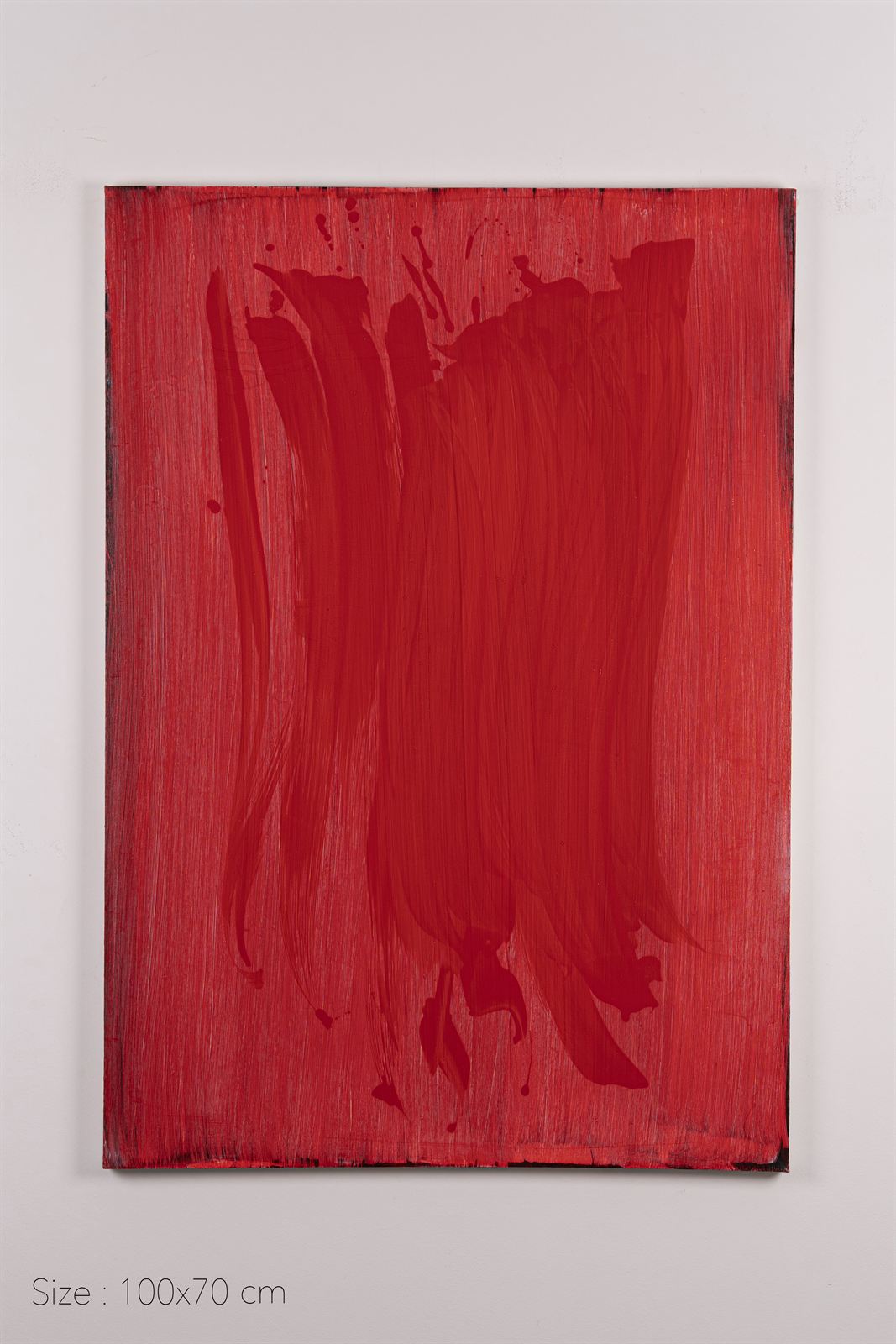 Red on red — strokes surfacing tone on tone